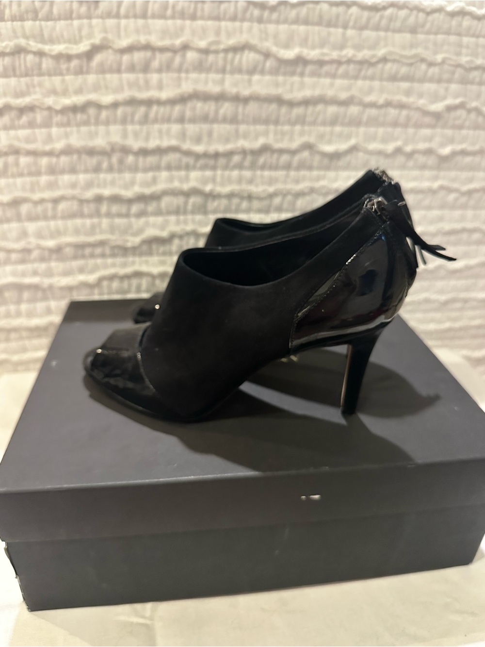 Ann Taylor Jolie Peeptoe Bootie Black Size 7